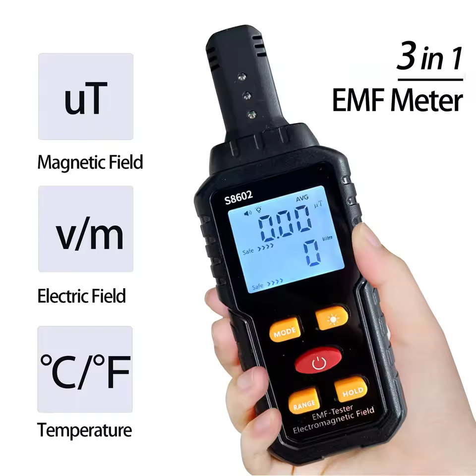 3-in-1 Portable EMF Meter Detector – RF, Electric & Magnetic Field Tester with LCD Alarm - Image 2