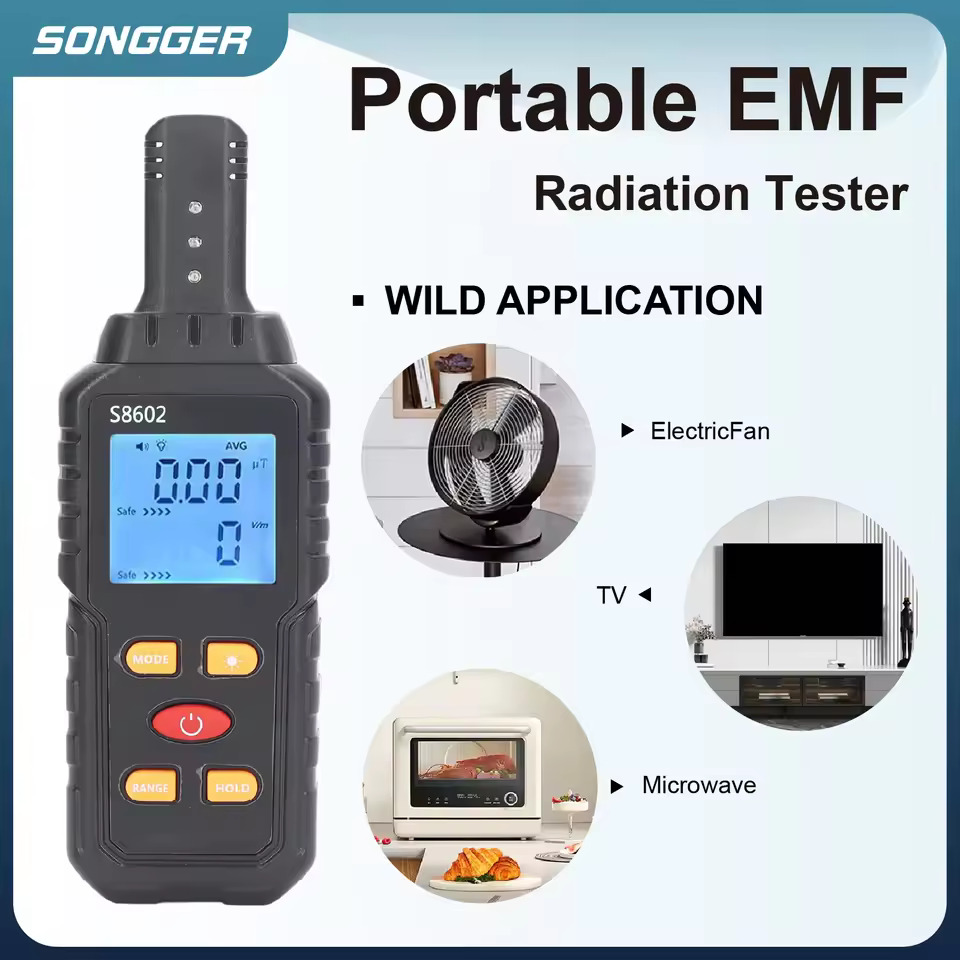 3-in-1 Portable EMF Meter Detector – RF, Electric & Magnetic Field Tester with LCD Alarm