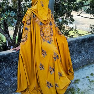 প্রি-অর্ডারে রয়াল চেরি নকশি হ্যান্ড ওয়ার্ক বোরখা | কাস্টম কালার কালেকশন