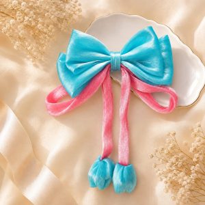 Alternative view of Pastel Blue & Pink Bow Tulip Hair Clip