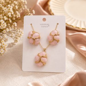 Alternative view of Pink Blossom Gold-Tone Necklace & Earring Set