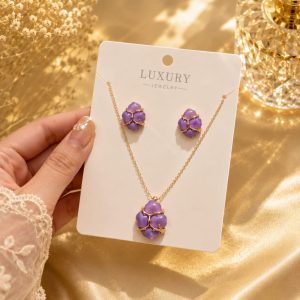 Alternative view of Lavender Purple Stone Gold-Tone Jewelry Set