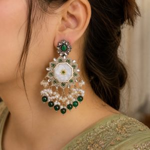 Emerald Pearl Kundan Earrings