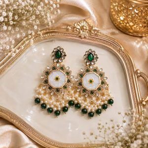 Alternative view of Emerald Pearl Kundan Earrings