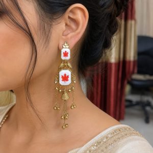 লাল ম্যাপেল লিফ গোল্ডেন ঝুমকা