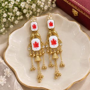 Alternative view of Red Maple Leaf Long Earrings
